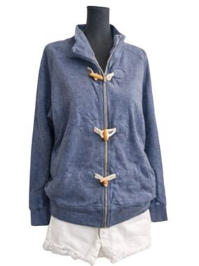 Old Navy Coastal Preppy Toggle Sweatshirt Heather Blue Cozy Zip Pullover Size XL